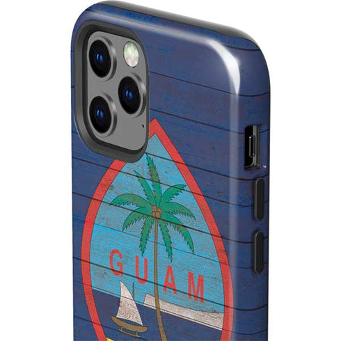 Guam Flag Dark Wood iPhone 12 Pro Impact Case